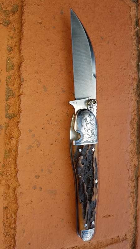 PAUL CHEN STAG HANDLED SHEFFIELD FOLDING KNIFE