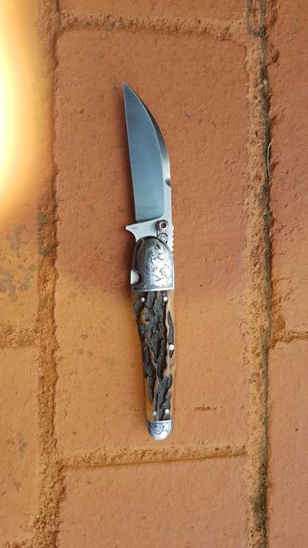 PAUL CHEN STAG HANDLED SHEFFIELD FOLDING KNIFE
