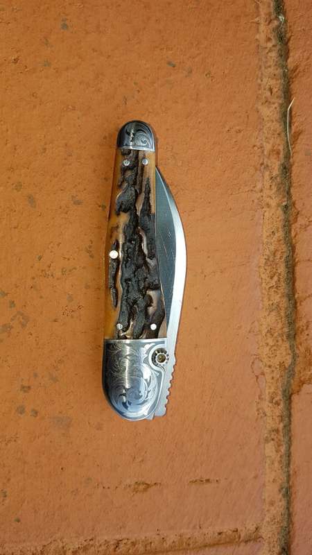 PAUL CHEN STAG HANDLED SHEFFIELD FOLDING KNIFE
