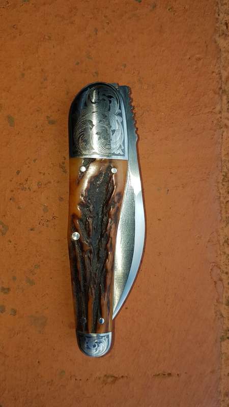PAUL CHEN STAG HANDLED SHEFFIELD FOLDING KNIFE