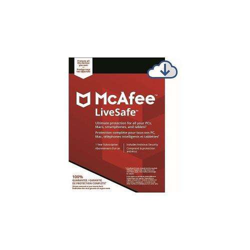McAfee Livesafe for Mac & Windows - Unlimited Devices 1 Year - SAME DAY DELIVERY