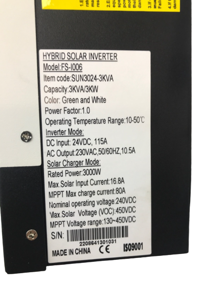 Hybrid Inverter 24V 3KVa / 3000 W MPT Top Solar Inverter hybrid inverter (SPECIAL)