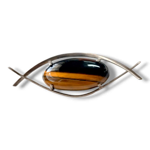 Silver Tiger Eye Brooch #F0001