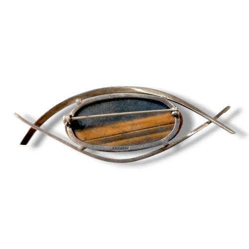 Silver Tiger Eye Brooch #F0001