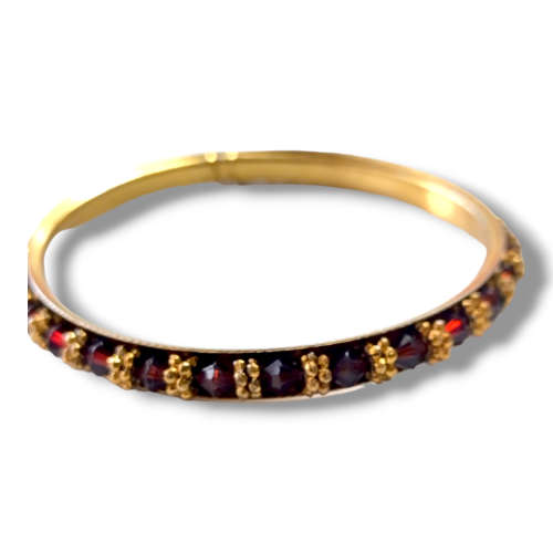 Vintage Gold And Garnet Bangel #0123
