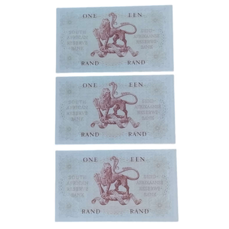 One Rand Notes in Sequence UNC (3 Notes) G Rissik  #N0017