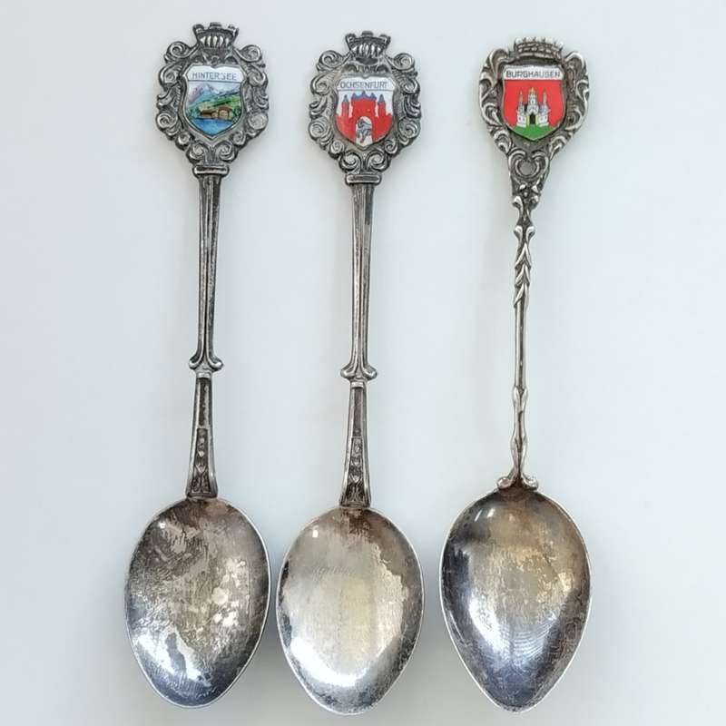 Burghausen, Ochsenfurt, Hintersee Silver Souvenir Spoons  #O0023