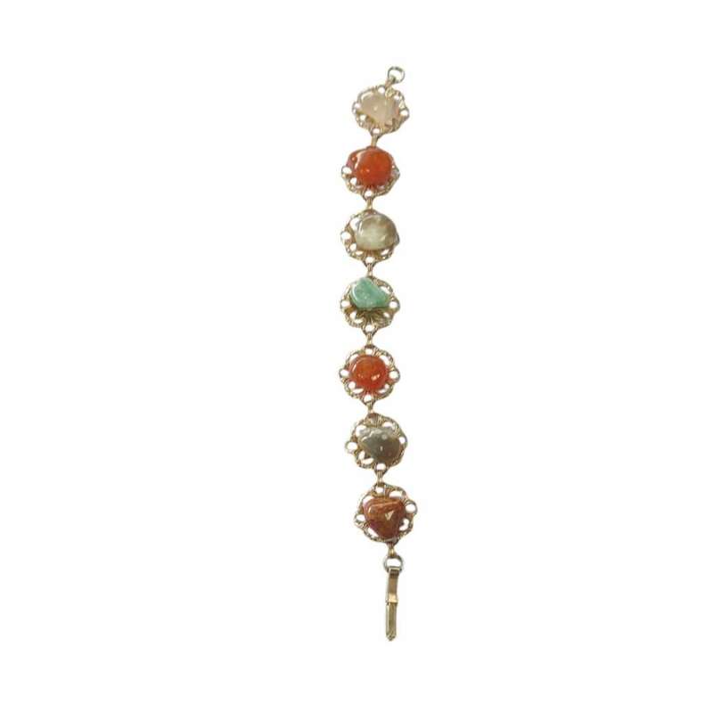 Vintage Mixed Stone and Gold Bracelet #O0106