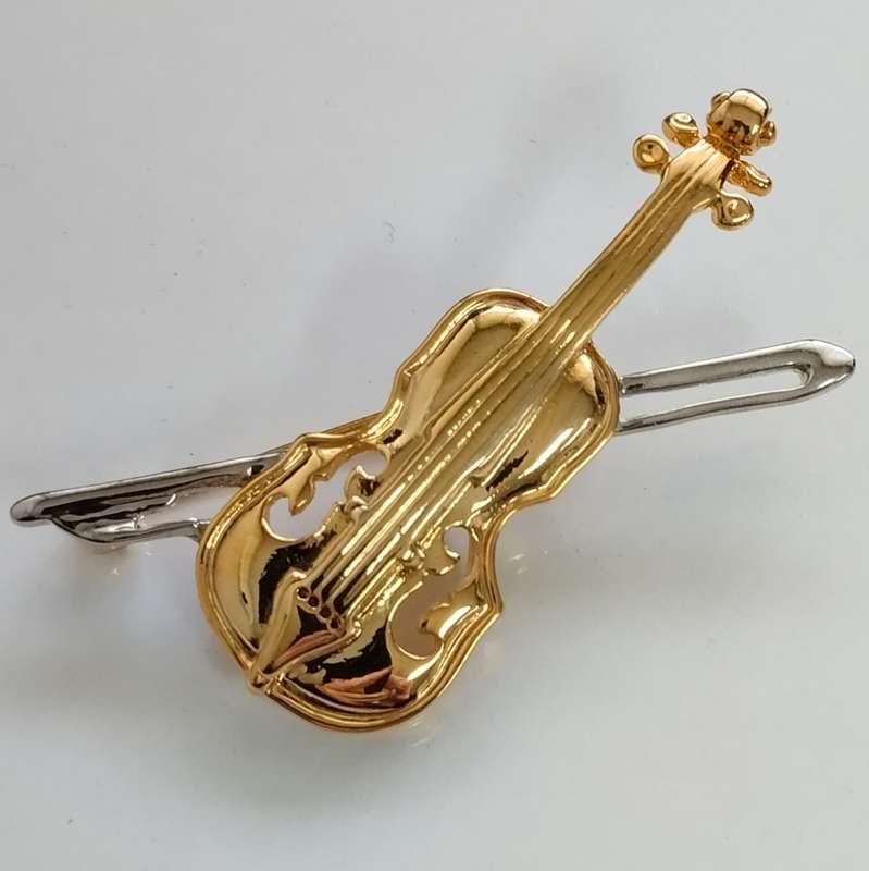 Silver and Gold Violin Costume Brooch #F0028