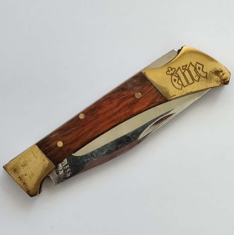 Wood and Brass Pocket Knife #O0029