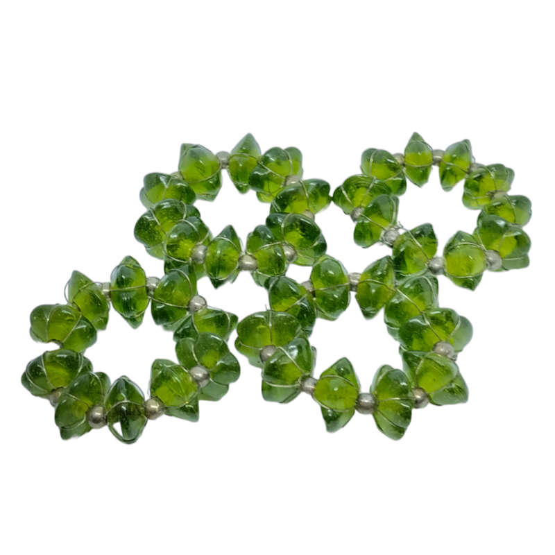 Green Glass Bead Serviette Rings #O0035