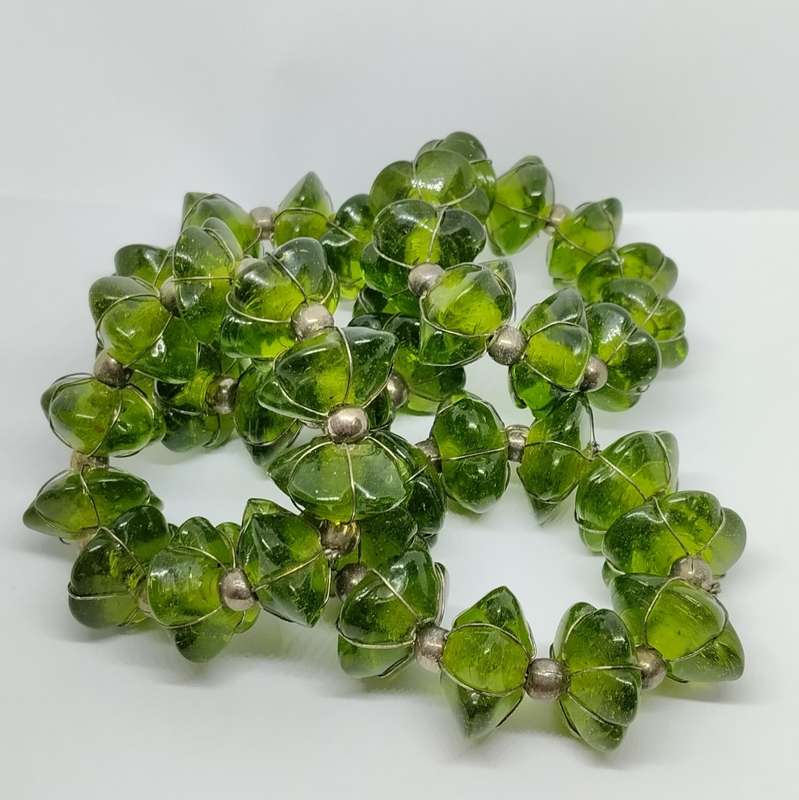 Green Glass Bead Serviette Rings #O0035