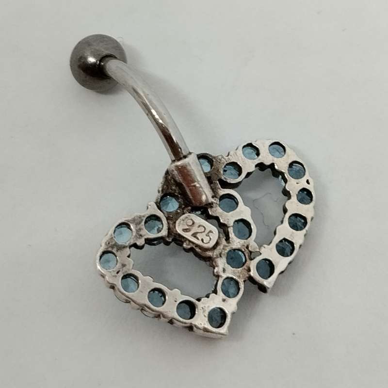 Intertwined Hearts Silver Belly Ring #S0009