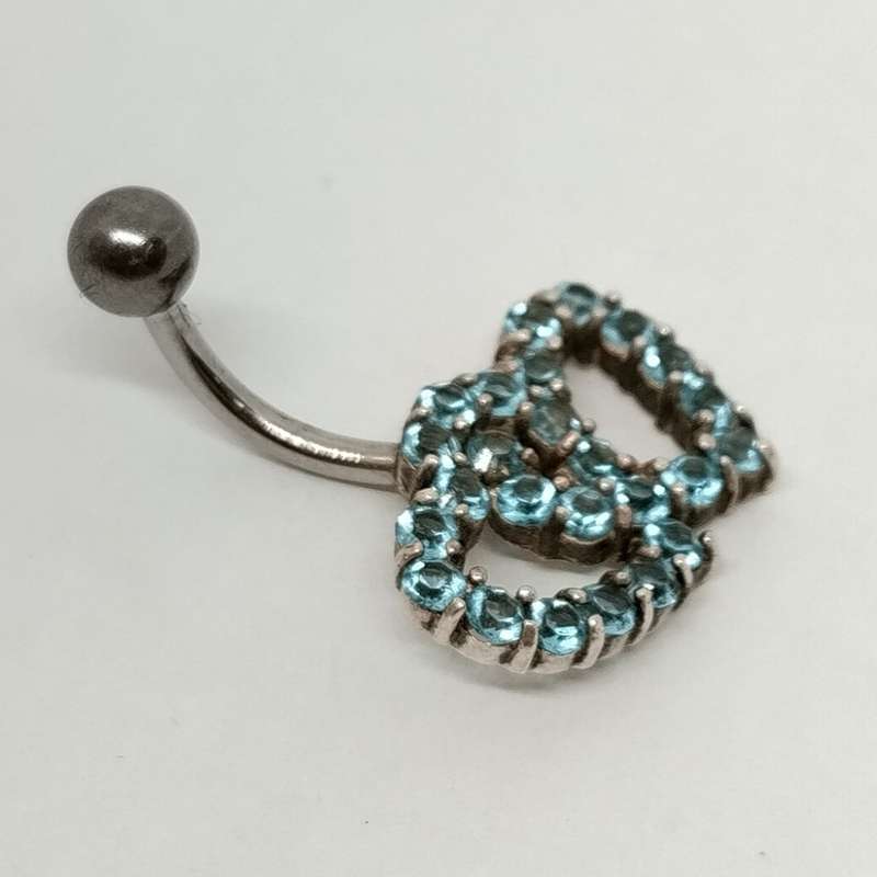 Intertwined Hearts Silver Belly Ring #S0009