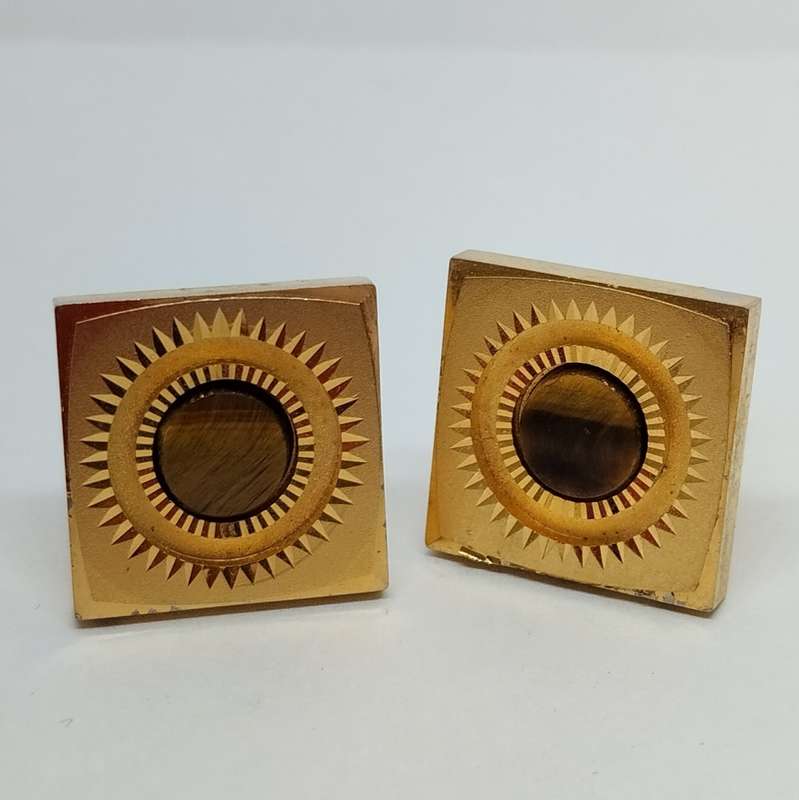 Sun Detail with Tigers Eye Cufflinks #O0048