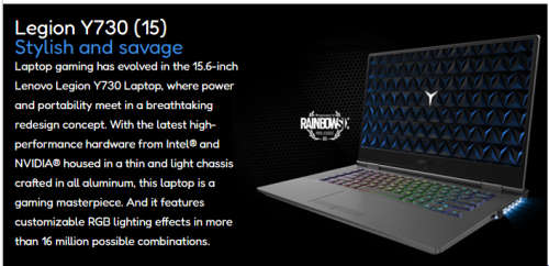 LENOVO LEGION Y730 CORE i7 LAPTOP WITH 2TB SSD And 16GB RAM