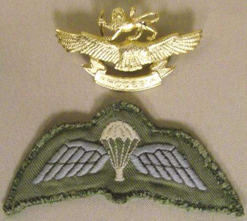 RHODESIAN EMBROIDERED CLOTH WINGS & CAP BADGE-ORIGINAL