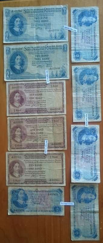 10 x old south Africa bank notes.