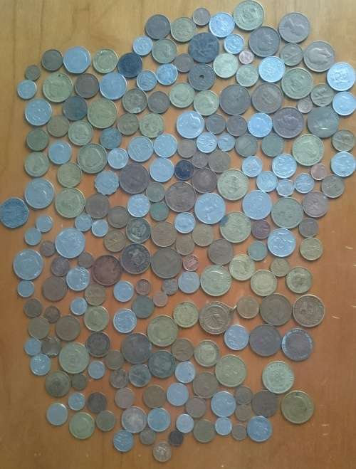 Collection of 200 coins from around the world.