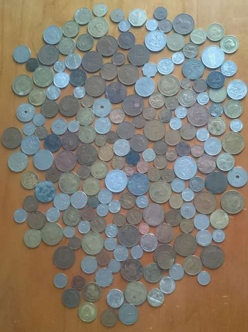 Collection of 200 coins from around the world.
