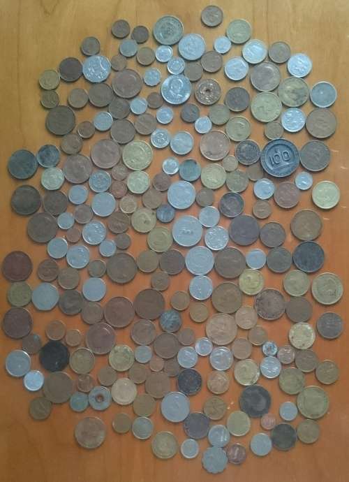 Collection of 200 coins from around the world.