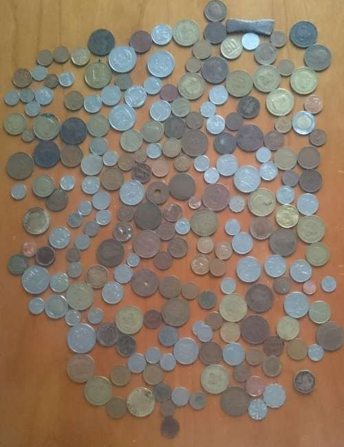 Collection of 200 coins from around the world.