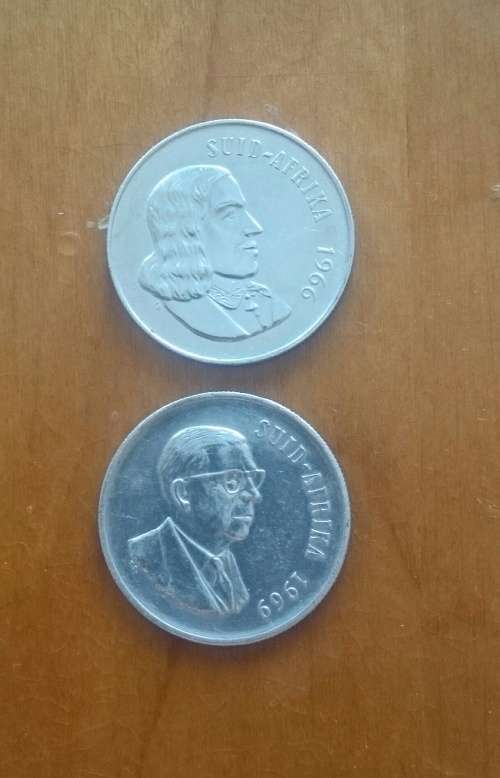 South Africa silver 1966 and 1896 one Rands in good condition.