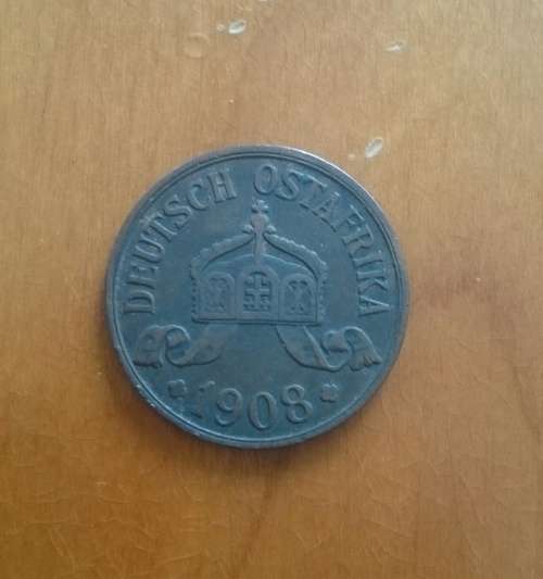 1908 German east Africa 5 Heller  coin in great condition.