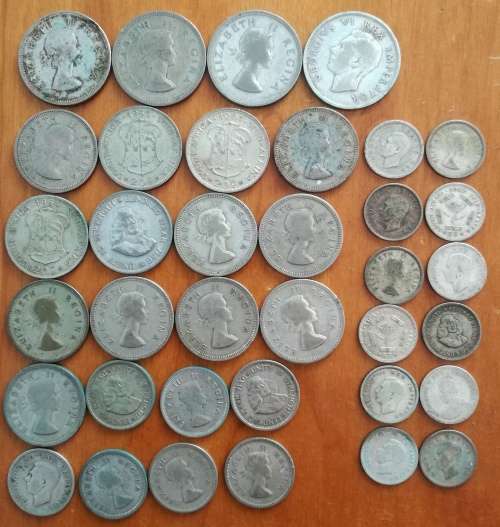 Collection of 36 south Africa silver union coins. Please read.