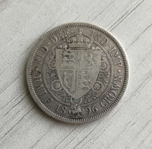 1896 VICTORIAN STERLING SILVER HALF CROWN.