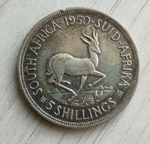 1950 SILVER SOUTH AFRICA 5 SHILLINGS.
