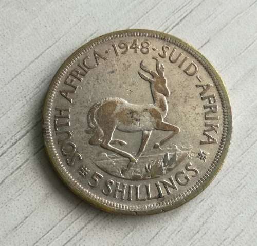 1948 SILVER SOUTH AFRICA 5 SHILLINGS.