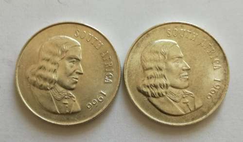 1966 AFRIKAANS AND ENGLISH SILVER ONE RANDS.  ONE BID TAKES ALL.