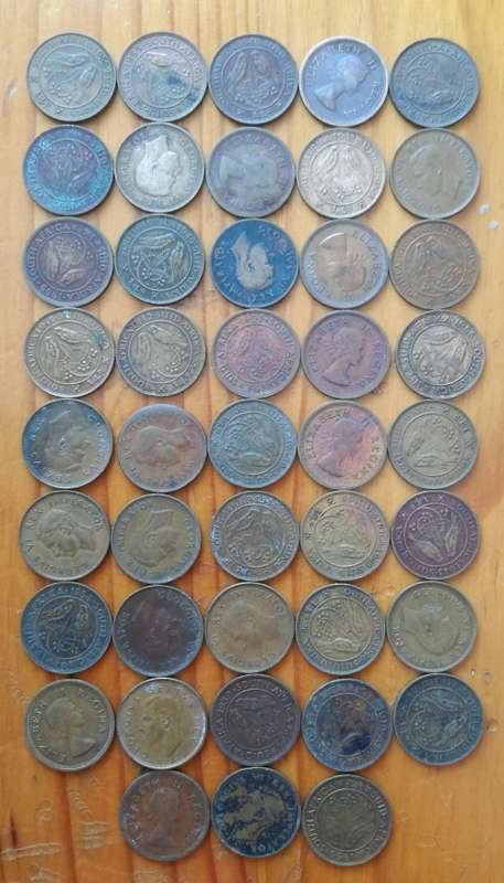 COLLECTION OF 43 SOUTH AFRICA FARTHINGS.  ONE BID TAKES ALL.