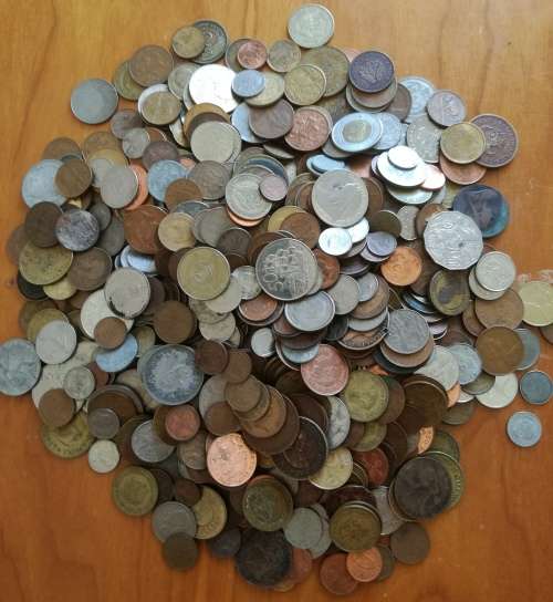 COLLECTION OF 681 COINS FROM AROUND THE WORLD.  ONE BID TAKES ALL.