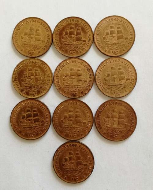 COLLECTION OF 10 BETTER GRADE HALF PENNY'S.  ONE BID TAKES ALL.