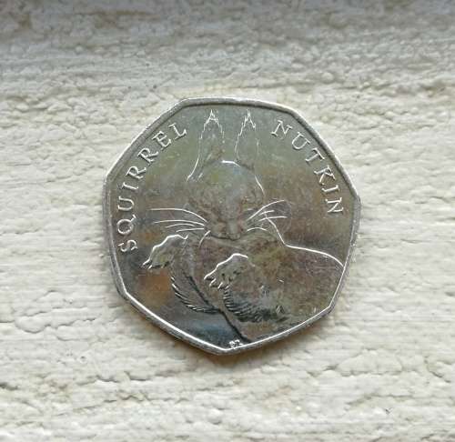 British 2016 Squirrel Nutkin 50 pence.