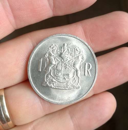 1969 silver South Africa one rand.