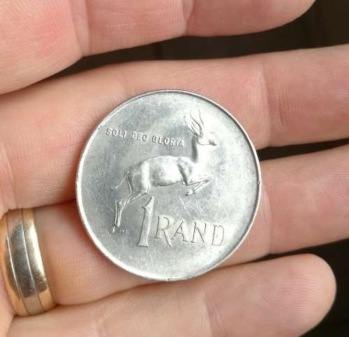 1966 silver South Africa one rand.