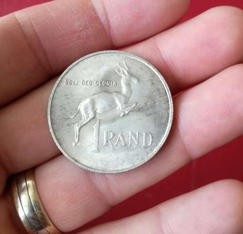 South Africa silver 1967 E one Rand.