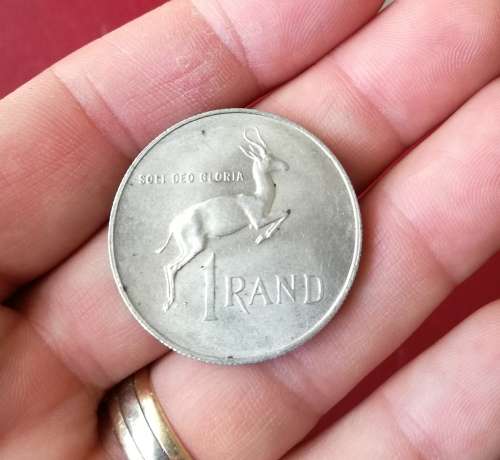 South Africa silver 1967 E one Rand.
