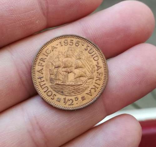 South Africa UNC A-UNC 1956 Half Penny.