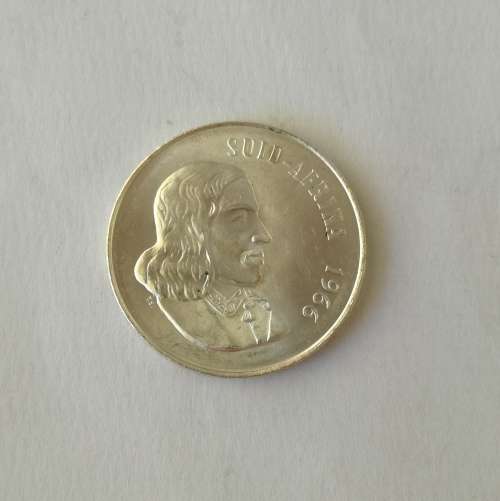 South Africa 1966 Afrikaans silver one rand.