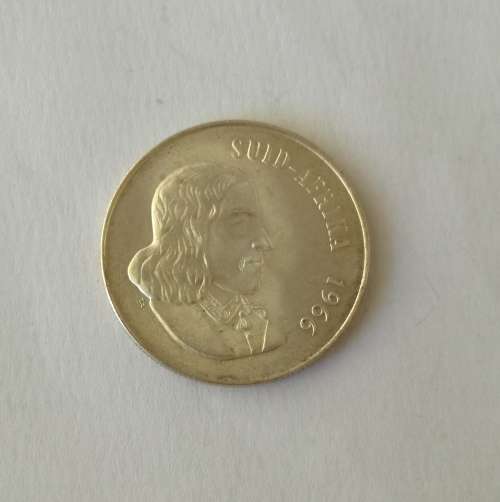 South Africa 1966 Afrikaans silver one rand.