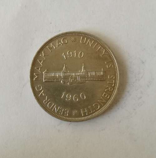 South Africa 1960 silver 5 Shillings.
