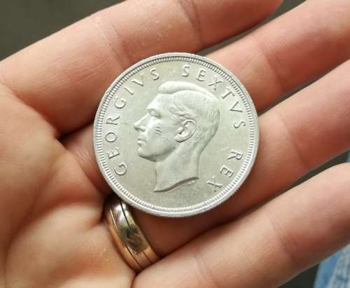South Africa 1948 silver 5 Shillings.