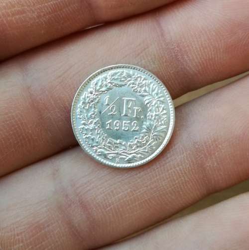 Switzerland 1952 UNC Silver 1/2 Frank. Nice coin!!
