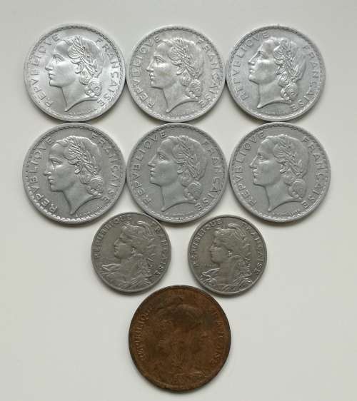 France collection of 9 Coins. Some good.
