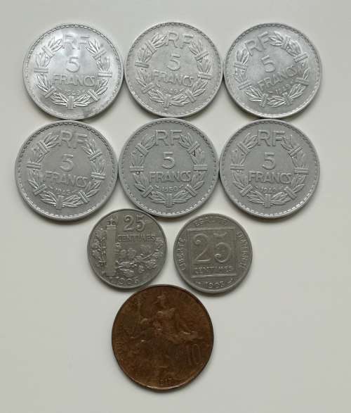 France collection of 9 Coins. Some good.