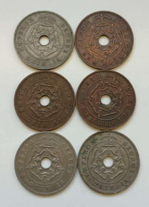 Collection of 6 Southern Rhodesia one Penny's.